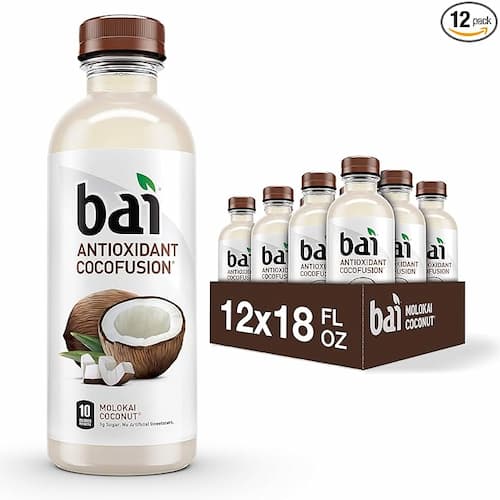 Bai Coconut Flavored Water, Molokai Coconut, Antioxidant Infused Drinks, 18 Fluid Ounce Bottles, (Pack of 12)