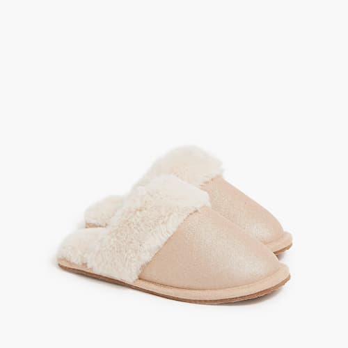 J.Crew Factory Girl's Faux Fur-Lined Slippers
