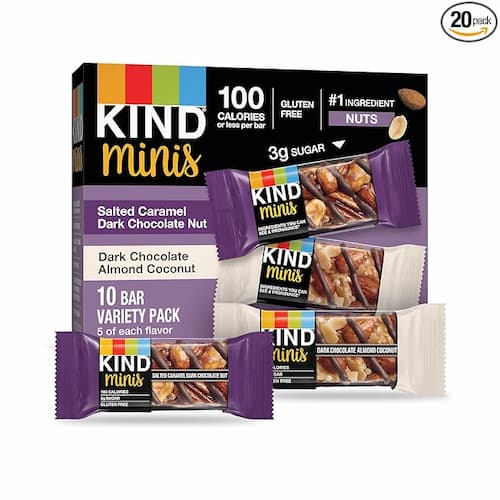 KIND Minis Salted Caramel Dark Chocolate Nut/Dark Chocolate Almond Coconut Bars 20 Count