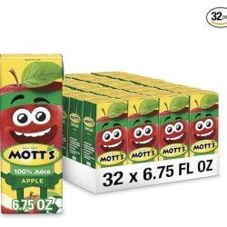Mott's 100 Percent Original Apple Juice, 6.75 fl oz boxes, 32 Count (4 Packs of 8)
