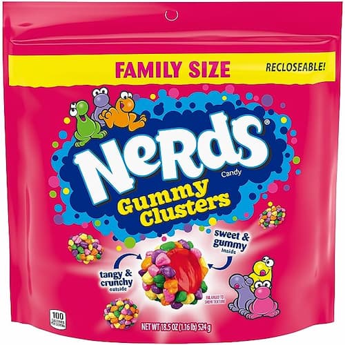 Nerds Gummy Clusters Rainbow Candy, Rainbow, Resealable 18.5 Ounce Resealable Big Bag