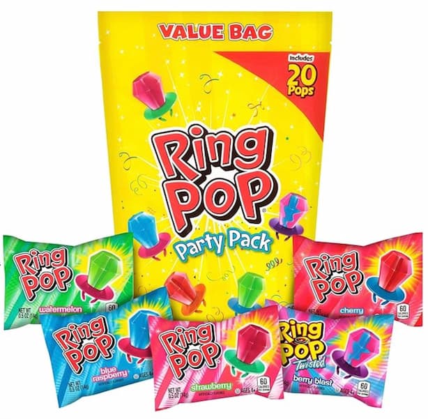 Ring Pop 20 Count Valentine’s Candy Lollipop Variety Party Pack