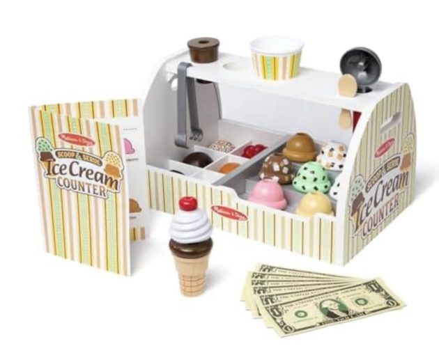 Melissa & Doug Wood Scoop and Serve Ice Cream Counter solely $23.99, plus extra!