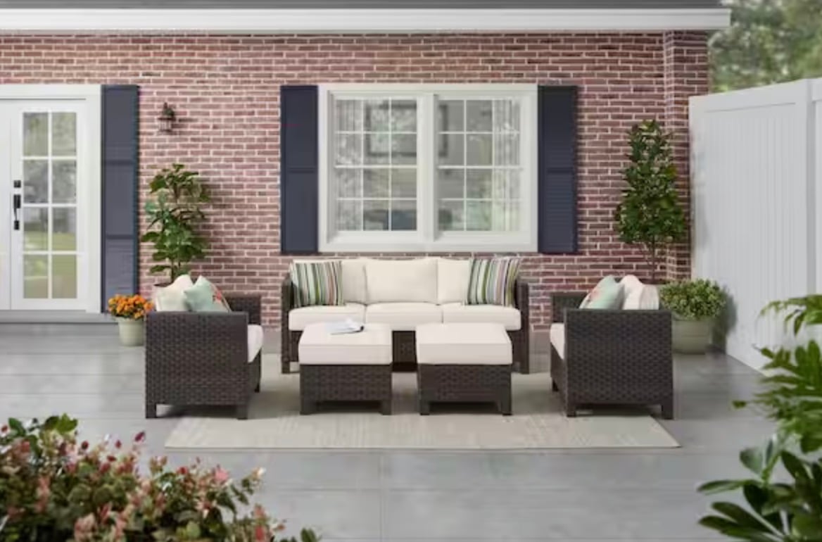 StyleWell Sharon Hill 5-Piece Wicker Patio Conversation with Chili