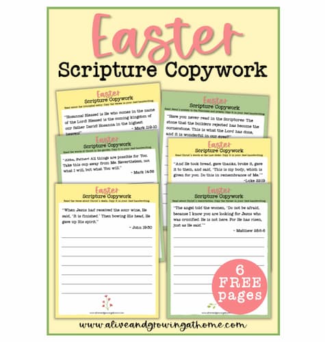 free printable Easter Scripture Copywork