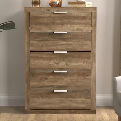 Harlowin 5-Drawer Knotty Oak Chest of Drawers