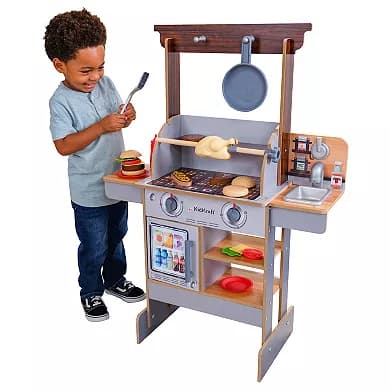 KidKraft Spin & Reveal Wooden Grill & Play Kitchen