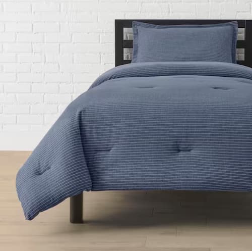 Midnight Blue Stripe Jersey Knit Twin/Twin XL Comforter Set
