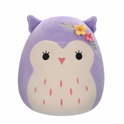 Squishmallows Holly-Purple Owl with Flower Pin