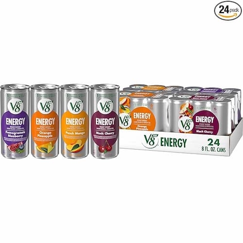 V8 +ENERGY Pomegranate Blueberry, Orange Pineapple, Peach Mango and Black Cherry Energy Drink Variety Pack