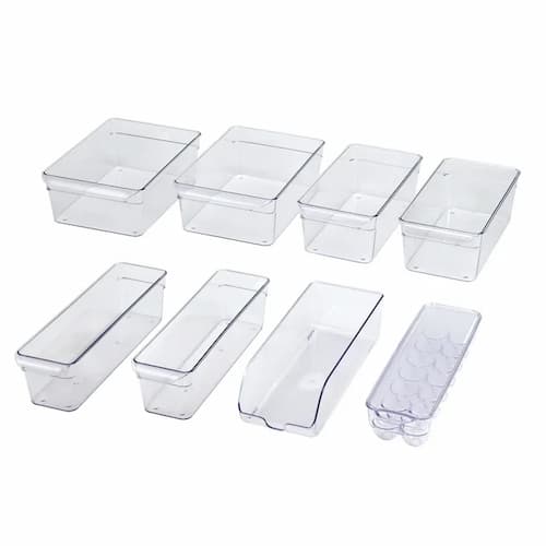 Mainstays Clear Plastic Fridge Organization Bin 8-Pack Set