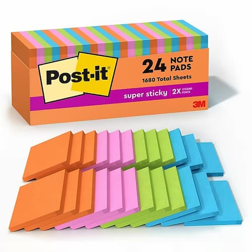 Post-it Super Sticky Notes, 70 Sheet/Pad, 24 Pads