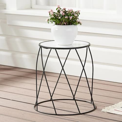 Better Homes & Gardens 15" Round Matte Black Faux Marble Top Plant Stand
