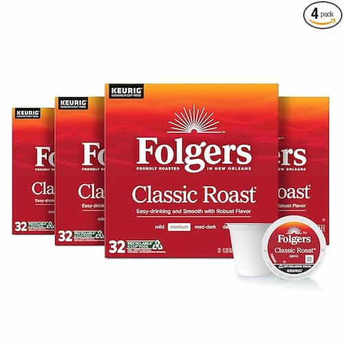 Folgers Classic Roast Medium Coffee K-Cup Pods 128-Count