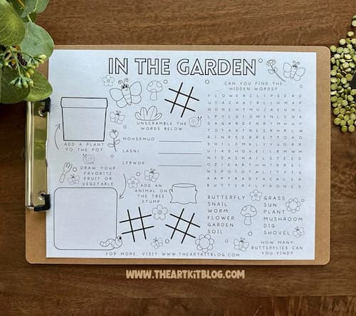 Free Printable In the Garden Activity Placemat