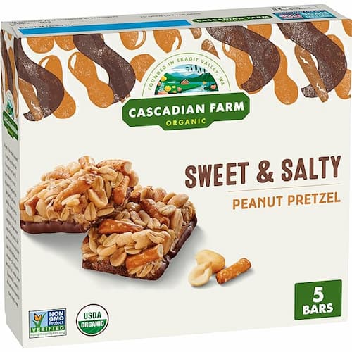 Cascadian Farm Organic Sweet & Salty Peanut Pretzel Granola Bars, 5 Bars,