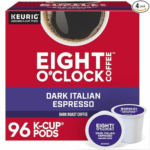 Eight O'Clock Coffee Dark Italian Espresso Roast Keurig Single-Serve K-Cup Pods