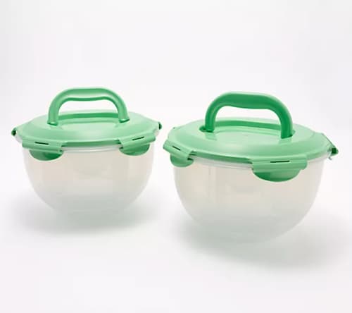 LocknLock Set of 2 Medium Salad To-Go Bowls w/ Handle Lids