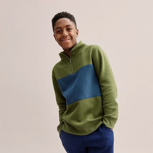 Sonoma Goods For Life Boy's Colorblock Quarter Zip Pullover