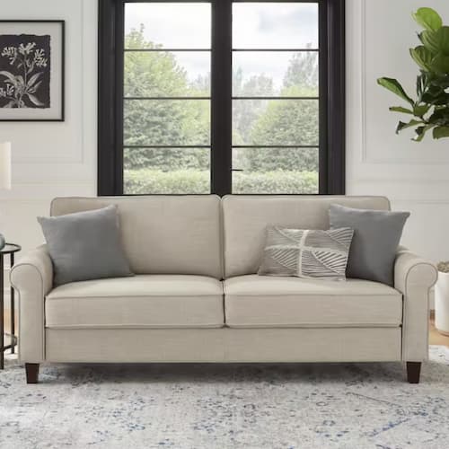 Stylewell Briarwood 81.5 in. Classic Rolled-Arm Fabric Sofa
