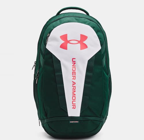 UA Hustle 5.0 Backpack in Intensity/White/Blitz Red