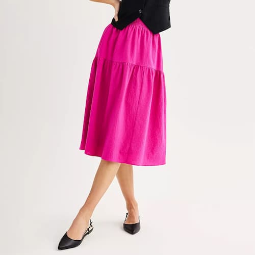 Women's Nine West Smocked Waist Midi Skirt