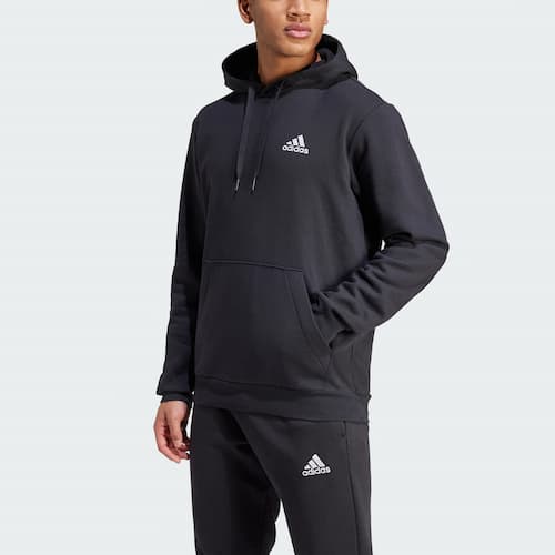 Adidas Men Essentials Fleece Hoodie in Black and White