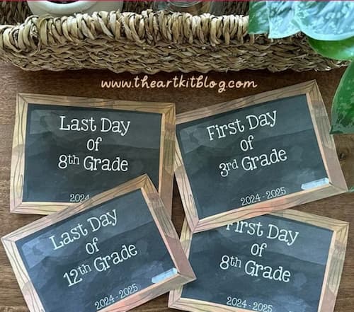 Free Printable Chalkboard-Style First Day of School Signs!