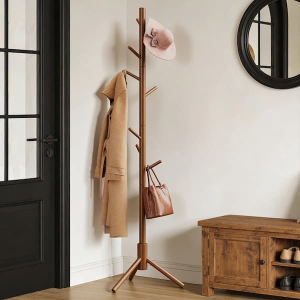 Freestanding Adjustable Solid Wood Coat Rack