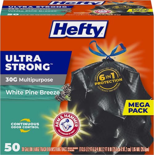 Hefty Ultra Strong 30-Gallon Multipurpose Trash Bags 50-Count