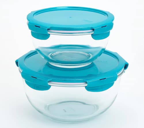 LocknLock Set of 2 Small & Medium Glass Mixing Bowls