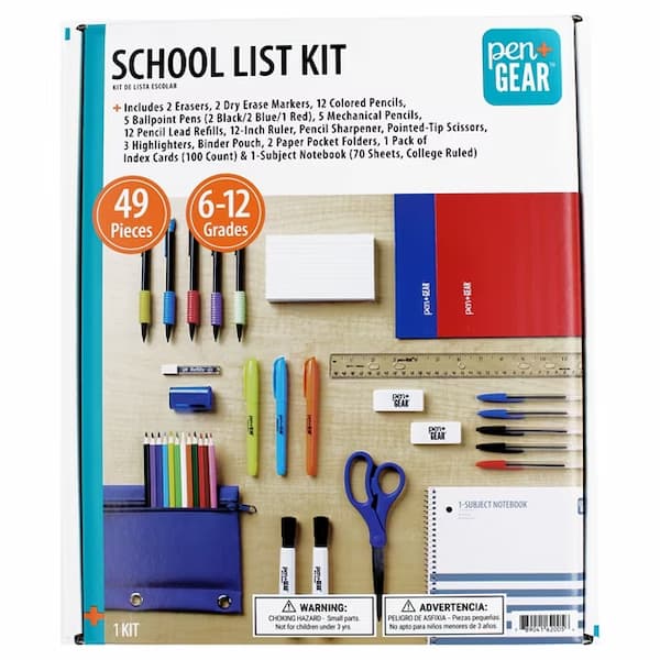 Pen+Gear School Supply Kit, 49 Pieces, Grades 6-12 deal