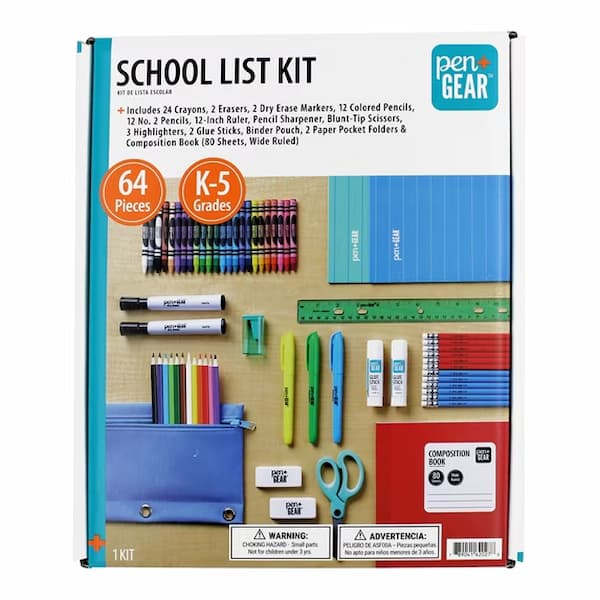 Pen Gear School Supply Kit, 64 Pieces, Grades K-5 deal