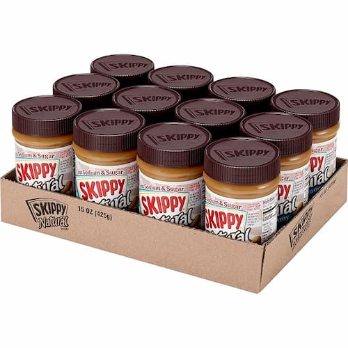 SKIPPY Natural Creamy Reduced Sugar and Sodium Peanut Butter, 15 Ounce (Pack of 12)