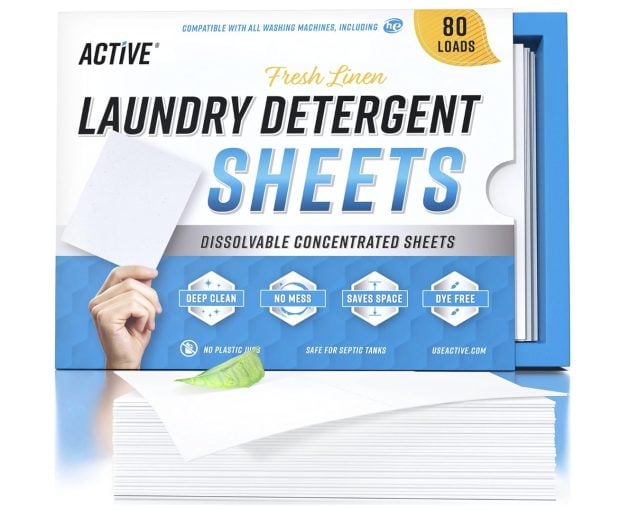 ACTIVE Laundry Detergent Sheets Eco Washing Strips (80 count) only $10.47!