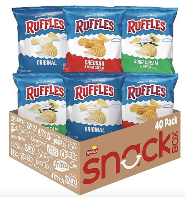 Ruffles Potato Chips, Variety Pack, 1 Ounce (Pack of 40)