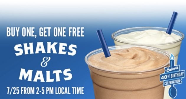 Culver’s: Buy One, Get One Free Shakes & Malts Today!