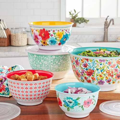 The Pioneer Woman Melamine Mixing Bowl Set, 18 Piece Set only $14.48!