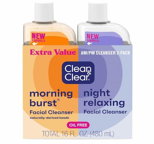 Clean & Clear Morning and Night Facial Cleanser 2-Pack