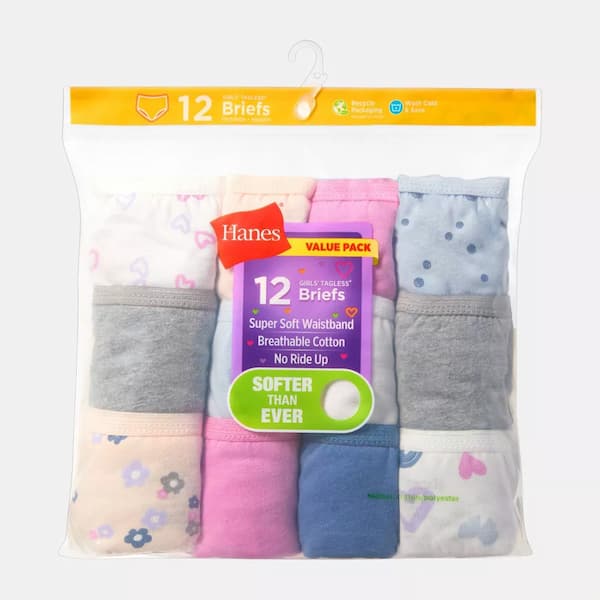 Hanes Girls' 12pk Butterfly and Dot Cotton Briefs