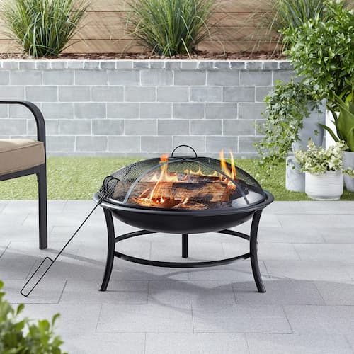 Mainstays 26" Round Iron Outdoor Wood Burning Fire Pit