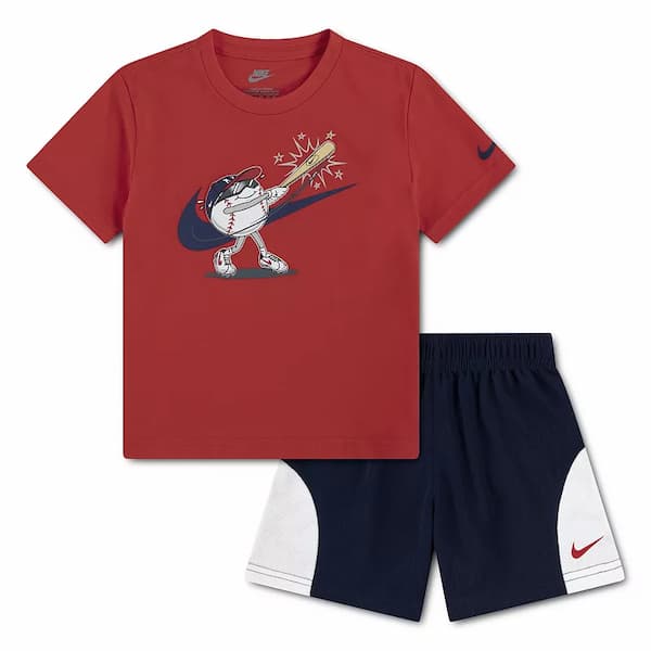 Nike Toddler Boys Baseball Tee & Mesh Shorts 2-Piece Set deal