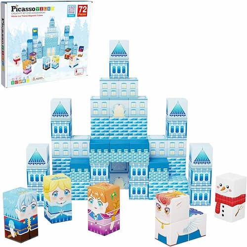 PicassoTiles Magnet Cube Winter Ice Themed Mix and Match Set