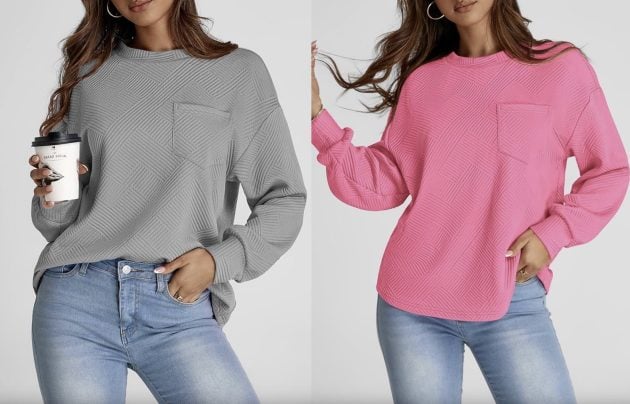 Women’s Casual Textured Sweatshirts only $13.49!