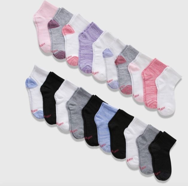 Hanes Girls’ Ankle Socks (20 pack) only $8!