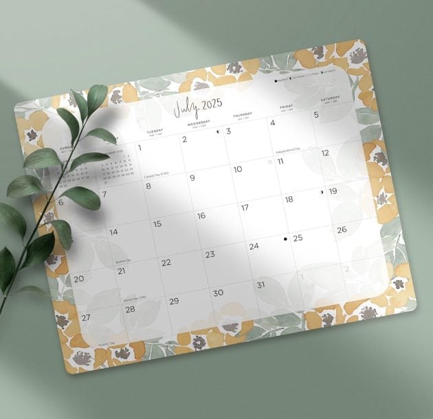 Floral Annual Monthly Magnetic Refrigerator Pad