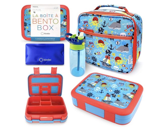 Bento Box with Insulated Lunch Bag, Ice Pack & Water Bottle Set for Kids