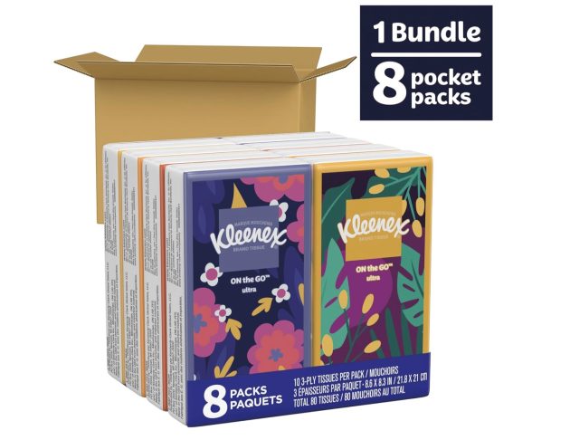 Kleenex On-The-Go Facial Tissues, 8 On-The-Go Packs