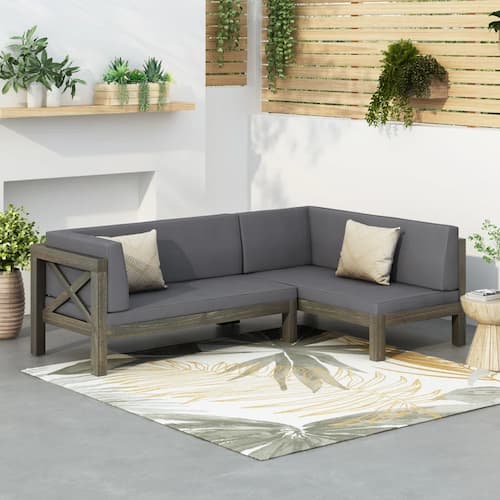 Suvada 58.25" Wide Outdoor L-Shaped Patio Sectional with Cushions