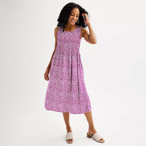 Women's Croft & Barrow Smocked Swing Midi Dress